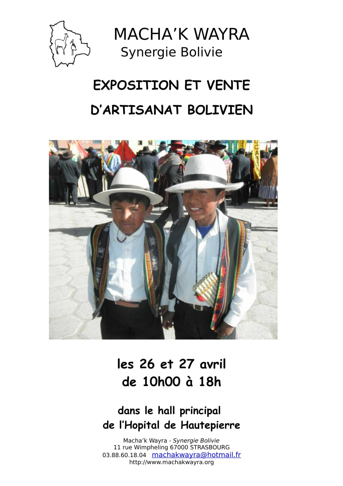 Exposition et vente d'artisanat Bolivien