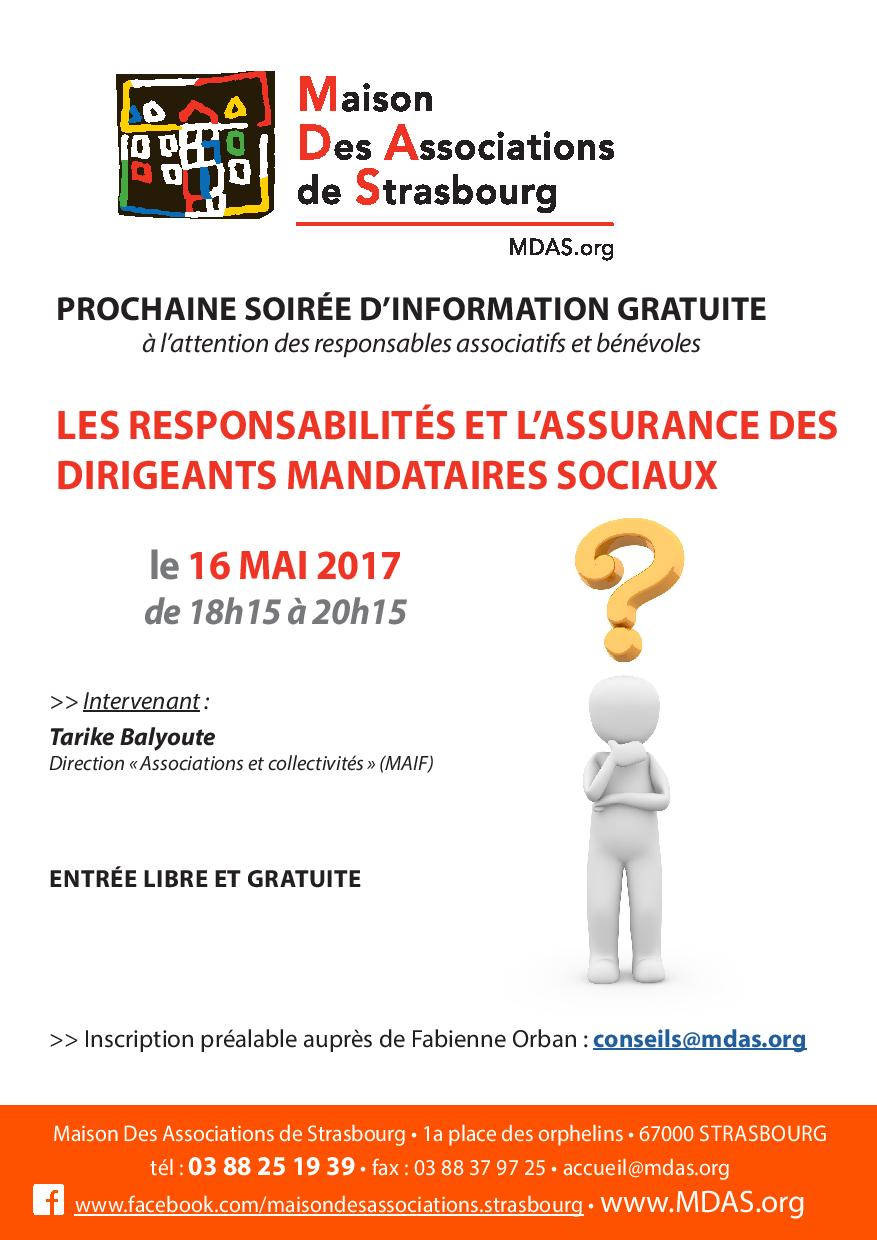 Maison des Associations de Strasbourg. Soirée d'information gratuite à l'attention des responsables associatifs et bénévoles