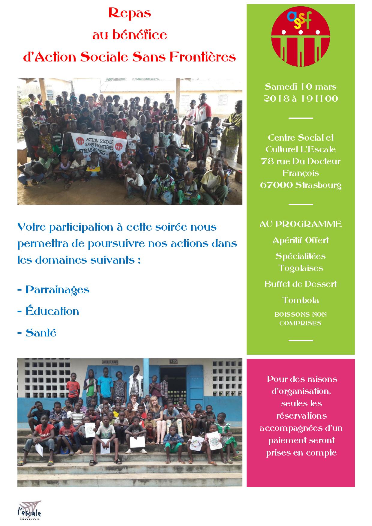 Soirée organisée par Action Sociale Sans Frontières